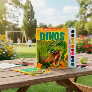 Livro Infantil Brincando com Aquarela Dinos