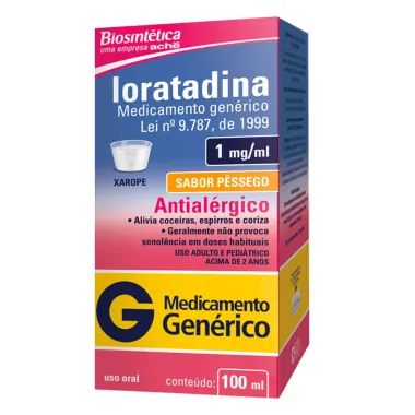 Loratadina 1mg/ml Biosintética Genérico Xarope com 100ml Caixa