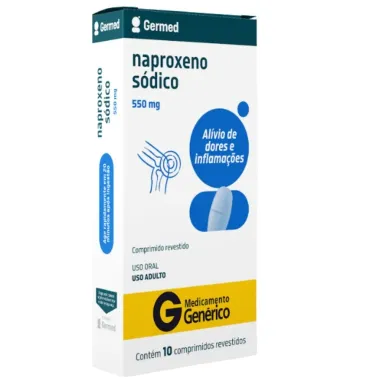 Naproxeno 550mg Germed Gen&eacute;rico com 10 Comprimidos Revestidos