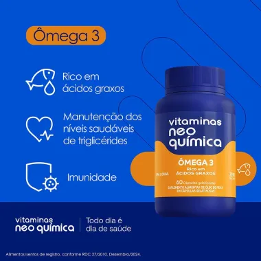 Vitamina Neo Qu&iacute;mica &Ocirc;mega 3 60 C&aacute;psulas