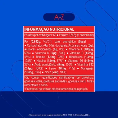 Vitamina Neo Qu&iacute;mica A a Z Imunidade 60 Comprimidos