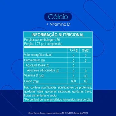 Vitamina C&aacute;lcio + Vitamina D Neo Qu&iacute;mica com 60 Comprimidos