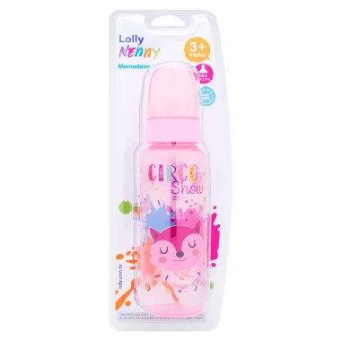 Mamadeira Lolly Bico Universal Tip Color Rosa Desenhos Sortidos 240ml