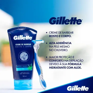 Creme de Barbear Gillette Prote&ccedil;&atilde;o e Conforto 150ml