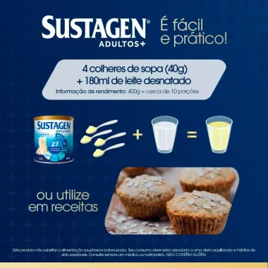 Complemento Alimentar Sustagen Adultos+ Sabor Baunilha Lata 400g