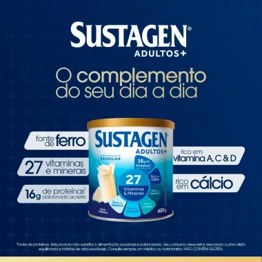 Complemento Alimentar Sustagen Adultos+ Sabor Baunilha Lata 400g
