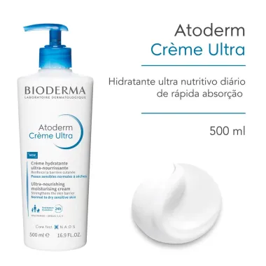 Bioderma Atoderm Creme Ultra Hidratação Corporal Diária Ultra Sensorial e Eficaz para Peles Normais e Secas 500ml