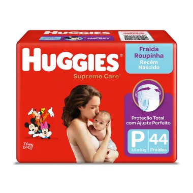 Fralda Roupinha Huggies Supreme Care Tamanho P Pacote Mega 44 Fraldas Descartáveis