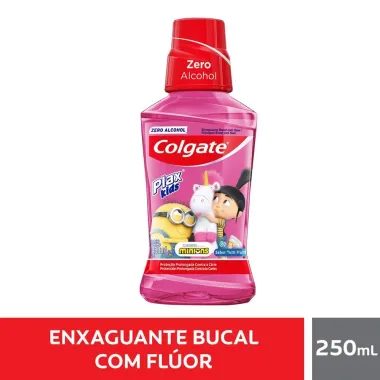 Solu&ccedil;&atilde;o Bucal Colgate Plax Kids com Fl&uacute;or sem &Aacute;lcool Tutti-Frutti com 250ml