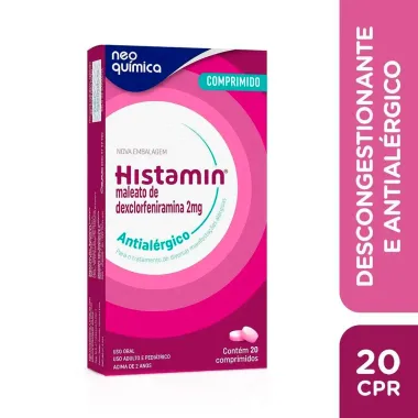 Histamin 2mg Antialérgico com 20 Comprimidos