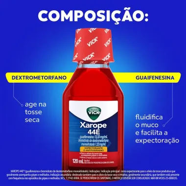 Vick Xarope 44E Expectorante e Antituss&iacute;geno com 120ml