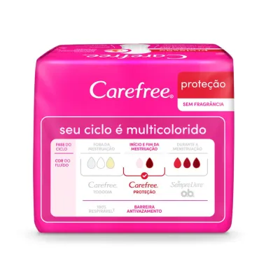 Protetor Diário Carefree Proteção Sem Perfume 15 Unidades
