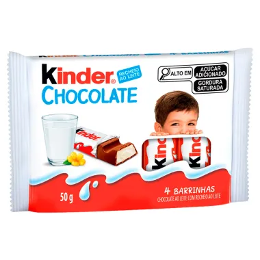 Chocolate Kinder ao Leite com Recheio ao Leite 50g com 4 Barrinhas