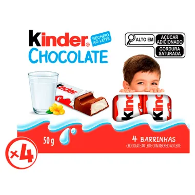 Chocolate Kinder ao Leite com Recheio ao Leite 50g com 4 Barrinhas