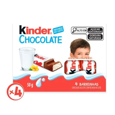 Chocolate Kinder ao Leite com Recheio ao Leite 50g com 4 Barrinhas