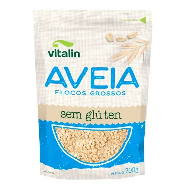 Aveia Integral em Flocos Vitalin Sem Gl&uacute;ten 200g