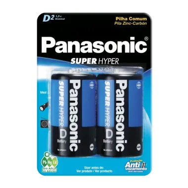 Pilha Panasonic Comum D Grande 1,5V com 2 Unidades