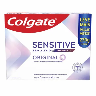 Creme Dental Colgate Sensitive Pro-Al&iacute;vio Imediato Original com 90g cada Leve Mais por Menos