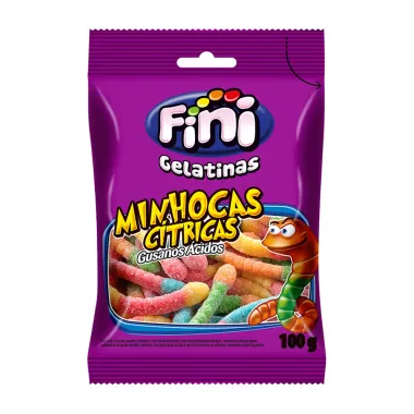 Balas de Gelatina Fini Minhocas Cítricas Sortidas 100g