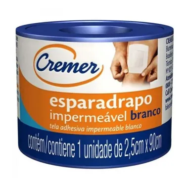 Esparadrapo Cremer Impermeável Branco 2,5cm x 90cm com 1 Unidade