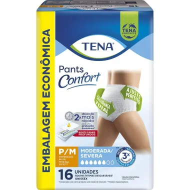 Roupa Íntima Tena Pants Confort Tamanho P/M 16 Unidades Embalagem Econômica
