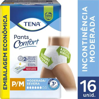 Roupa Íntima Tena Pants Confort Tamanho P/M 16 Unidades Embalagem Econômica