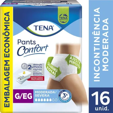 Roupa Íntima Tena Pants Confort Tamanho G/EG 16 Unidades Embalagem Econômica
