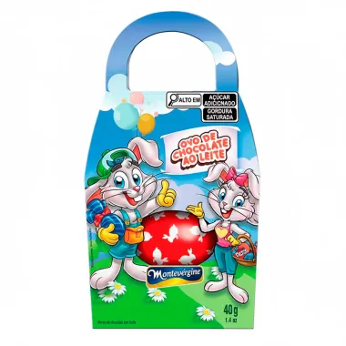 Ovo de Chocolate ao Leite Montev&eacute;rgine Cestinho do Coelho Embalagens Sortidas 40g