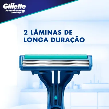 Gillette Prestobarba Ultragrip2 Aparelho de Barbear Descart&aacute;vel Cabe&ccedil;a M&oacute;vel 2 Unidades