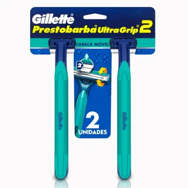 Gillette Prestobarba Ultragrip2 Aparelho de Barbear Descart&aacute;vel Cabe&ccedil;a M&oacute;vel 2 Unidades
