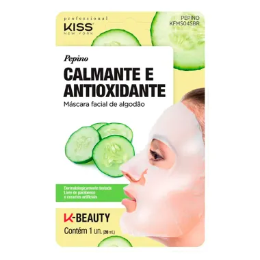 Máscara Facial Kiss New York Calmante e Antioxidante Pepino 1 Unidade