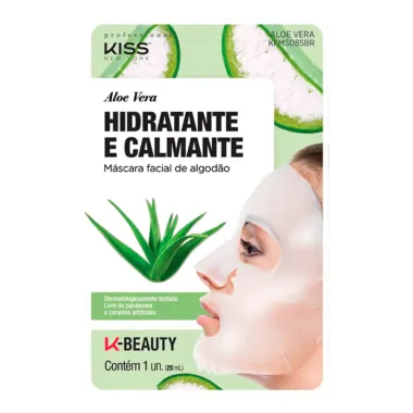 Máscara Facial Kiss New York Hidratante e Calmante Aloe Vera 1 Unidade