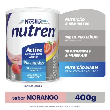 Nutren Active Morango Complemento Alimentar Lata com 400g