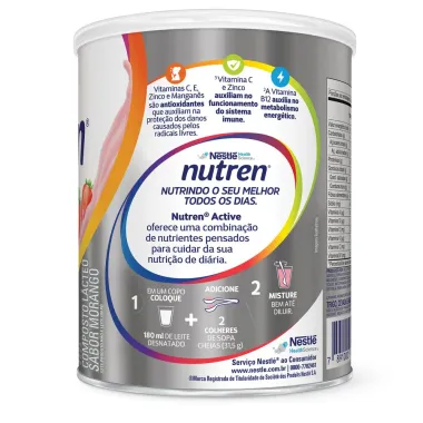 Nutren Active Morango Complemento Alimentar Lata com 400g