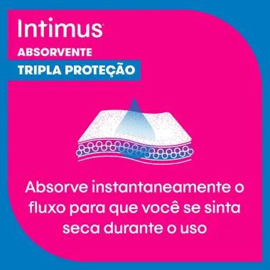 Absorvente Intimus Gel Tripla Proteção Cobertura Seca Sem Abas com 8 Unidades