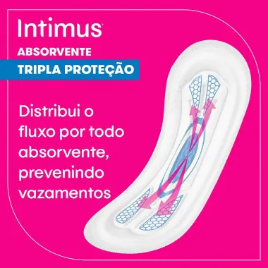 Absorvente Intimus Gel Tripla Proteção Cobertura Seca Sem Abas com 8 Unidades