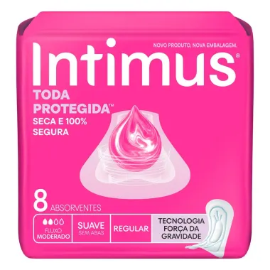 Absorvente Intimus Gel Tripla Proteção Cobertura Suave Sem Abas com 8 Unidades