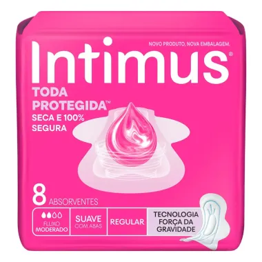 Absorvente Intimus Gel Tripla Prote&ccedil;&atilde;o Cobertura Extra Suave Com Abas 8 Unidades
