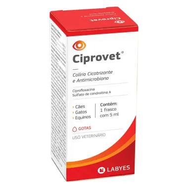 Ciprovet Col&iacute;rio Cicatrizante e Antimicrobiano para C&atilde;es Gatos e Equinos Gotas 5ml
