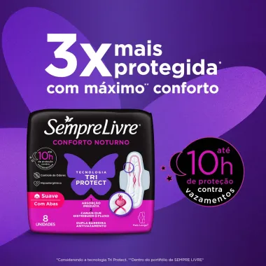 Absorvente Externo Sempre Livre Conforto Noturno Suave 8 Unidades