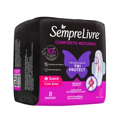 Absorvente Externo Sempre Livre Conforto Noturno Suave 8 Unidades