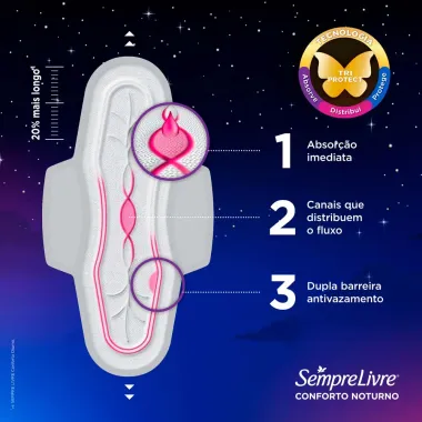 Absorvente Externo Sempre Livre Conforto Noturno Suave 8 Unidades