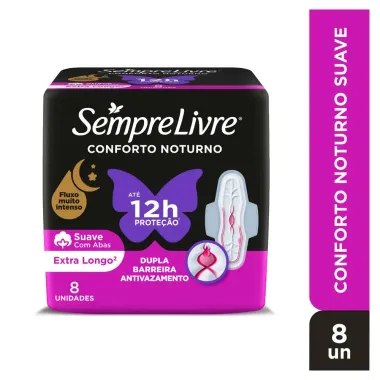 Absorvente Externo Sempre Livre Conforto Noturno Suave 8 Unidades