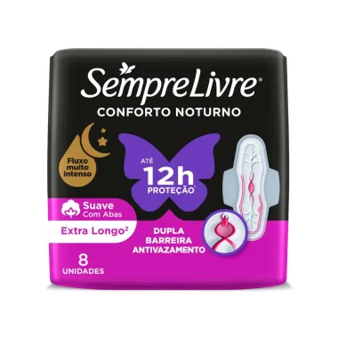 Absorvente Externo Sempre Livre Conforto Noturno Suave 8 Unidades