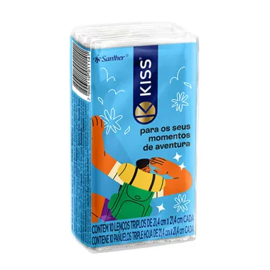 Len&ccedil;o de Papel Kiss Bolso Embalagens Sortidas Folha Tripla com 10 Unidades