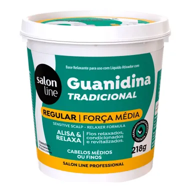 Guanidina Salon Line Tradicional Alisa e Relaxa Regular For&ccedil;a M&eacute;dia Cabelos M&eacute;dios ou Finos 218g