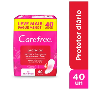 Protetor Diário Carefree Proteção Sem Perfume 40 Unidades Leve Mais Por Menos