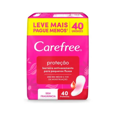 Protetor Diário Carefree Proteção Sem Perfume 40 Unidades Leve Mais Por Menos