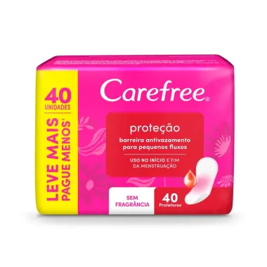 Protetor Di&aacute;rio Carefree Prote&ccedil;&atilde;o Sem Perfume 40 Unidades Leve Mais Por Menos