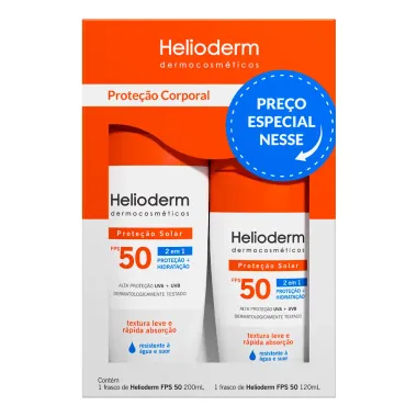 Kit Protetor Solar Corporal Helioderm Suncare FPS 50 2 Unidades 200ml + 120ml